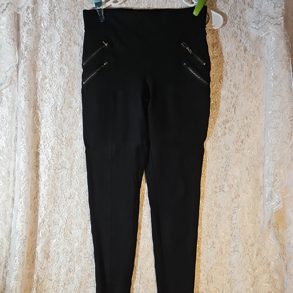 Ashley By 26 International Black Leggings with Zipper Details